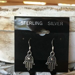 Sterling silver Hamsa dangle earrings